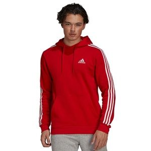 Adidas Classic Pullover Hoodie in Red White Stripes Logo Relaxed Fit Unisex
